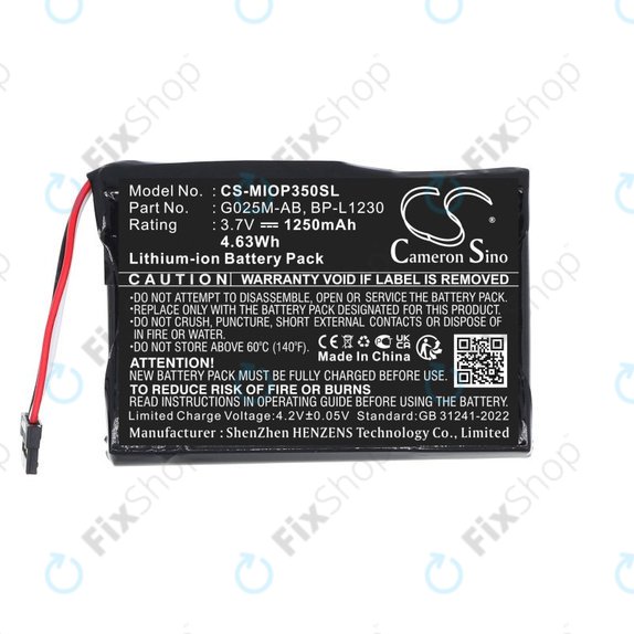Baterie pro Mitac Mio P350, P550, 1250mAh, Li-Ion, 3.7V, BL-LP1230, HQ