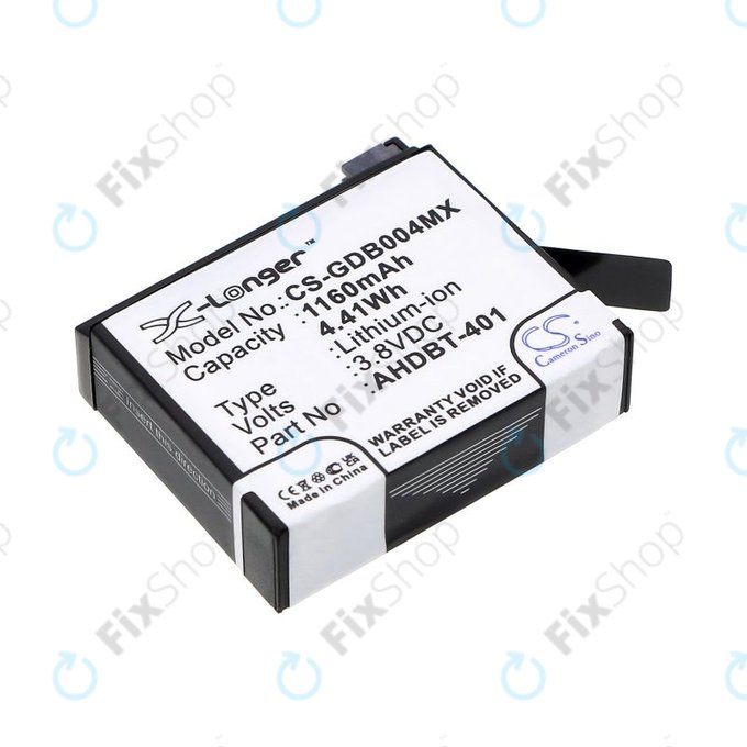 Baterie pro GoPro Hero 4, 1160mAh, Li-Ion, 3.8V, AHDBT-401, HQ