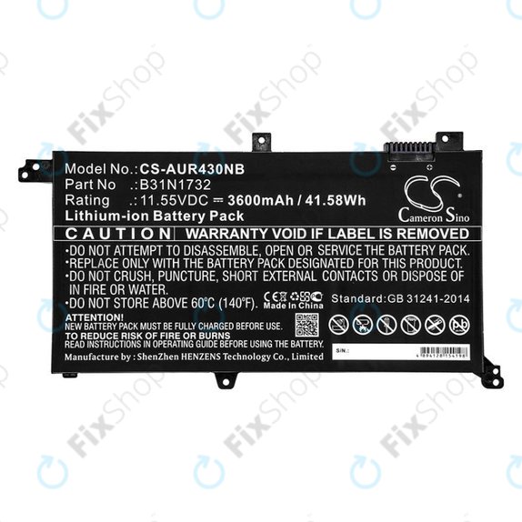 Baterie pro Asus VivoBook S14, S430FA, 3600mAh, Li-Ion, 11.55V, B31N1732, HQ