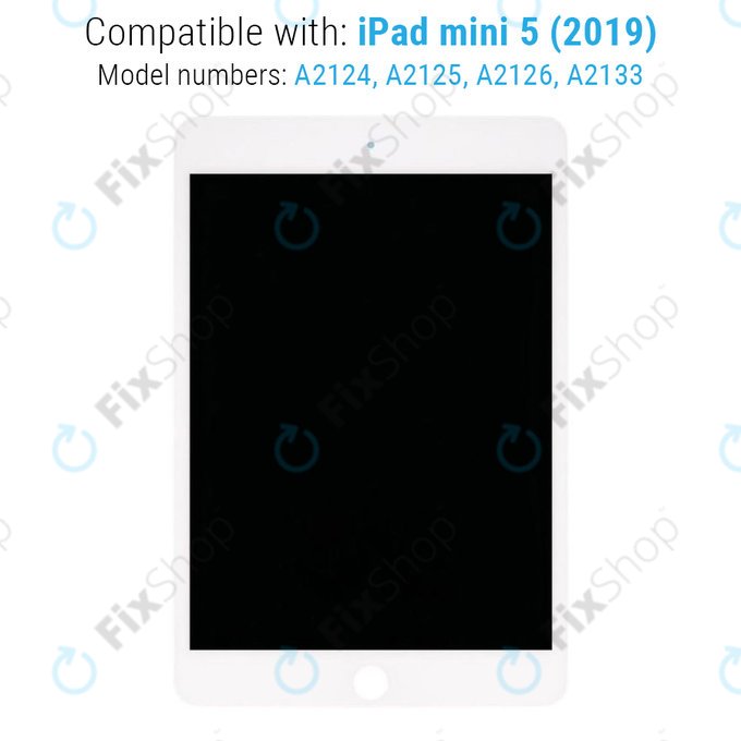 LCD Displej pro iPad Mini 5, White, Dotykové sklo bez rámu