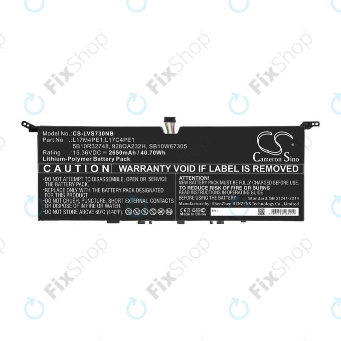 Baterie pro Lenovo IdeaPad 730-13, 2650mAh, Li-Pol, 15.36V, 5B10R32748, HQ
