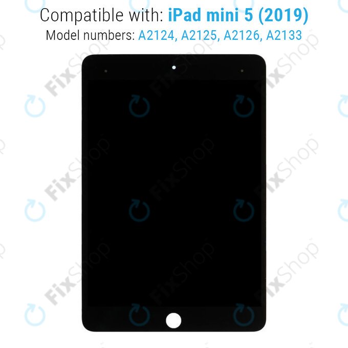 LCD Displej pro iPad Mini 5, Black, Dotykové sklo bez rámu, Refurbished