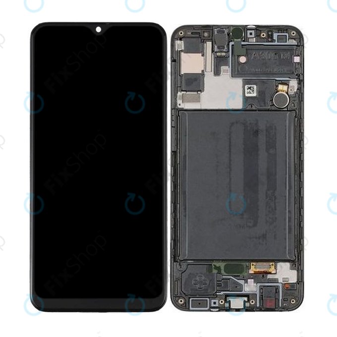 Samsung Galaxy A30s A307F - LCD Displej + Dotykové Sklo + Rám (Prism Crush Black) OLED
