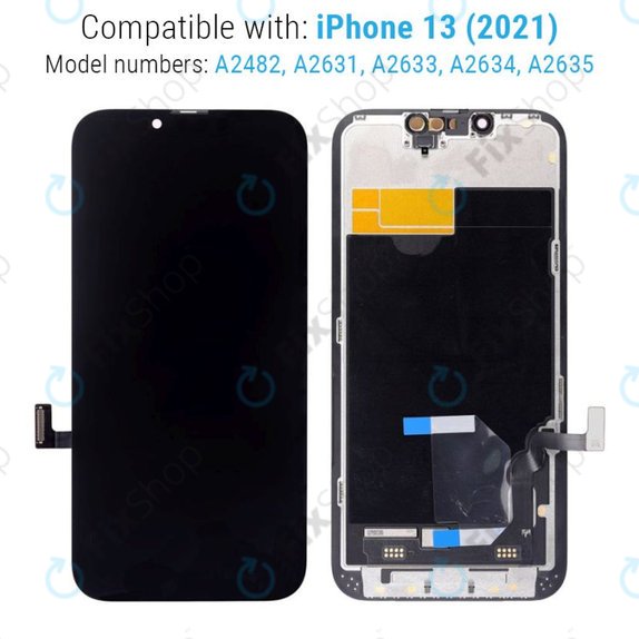 Displej pro iPhone 13, Dotykové sklo s rámem, Refurbished