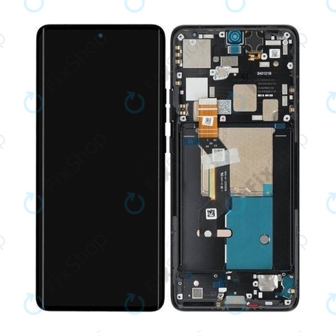 Motorola Edge 50 Pro - LCD Displej + Dotykové Sklo + Rám (Black Beauty) - 5D68C24092, 5D68C24322 Genuine Service Pack