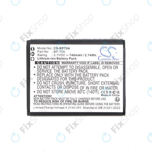 Baterie pro Samsung ES, ST, 740mAh, Li-Ion, 3.7V, BP-70A, HQ