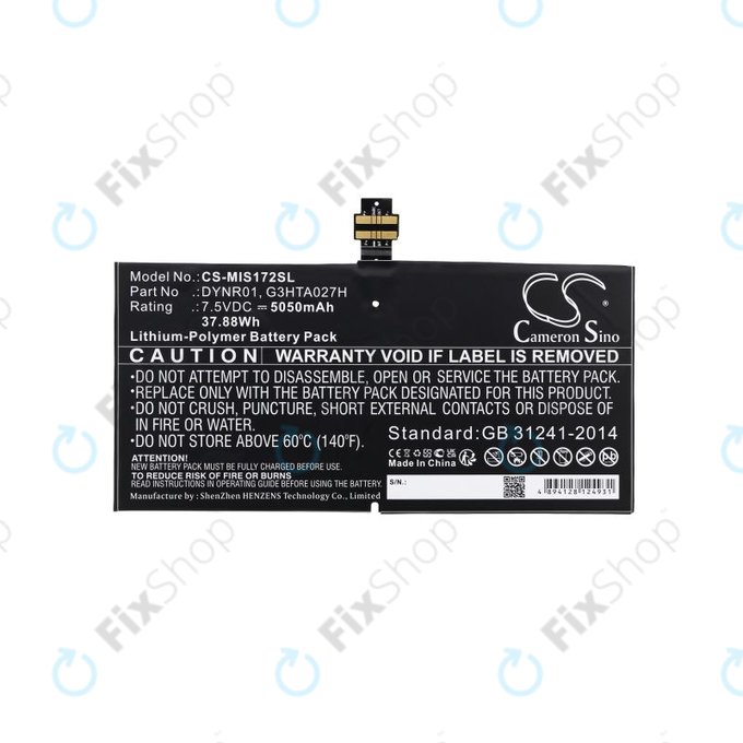 Baterie pro Microsoft Surface Pro 4, 5050mAh, Li-Pol, 7.5V, DYNR01, HQ