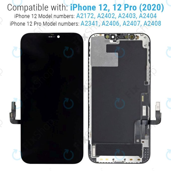 Displej Hard OLED pro iPhone 12, 12 Pro, Dotykové sklo s rámem, FixPremium