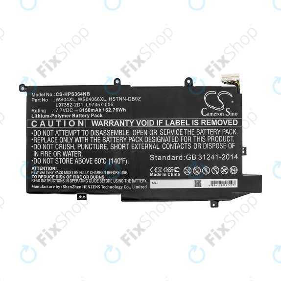 Baterie pro HP Spectre X360 14-EA0002NI, X360 14-EA0002NX, 8150mAh, Li-Pol, 7.7V, WS04XL, HQ