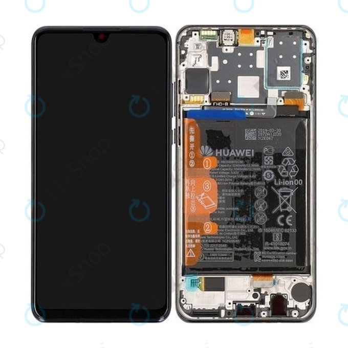 Huawei P30 Lite (2020) - LCD Displej + Dotykové Sklo + Rám + Baterie (Midnight Black) - 02353FPX, 02353DQU Genuine Service Pack