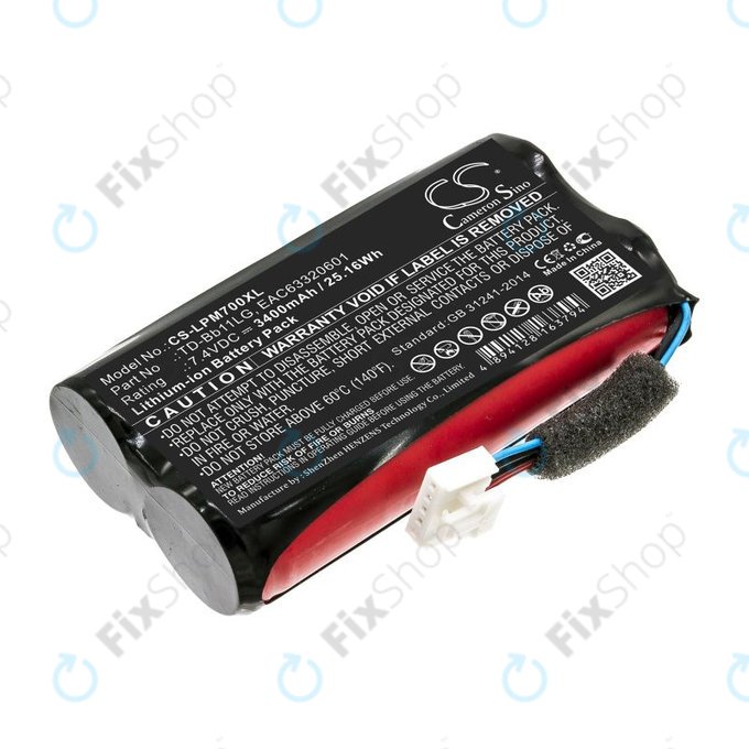 Baterie pro LG Music Flow P7, Xboom Go PK7, 3400mAh, Li-Ion, 7.4V, TD-Bb11LG, HQ