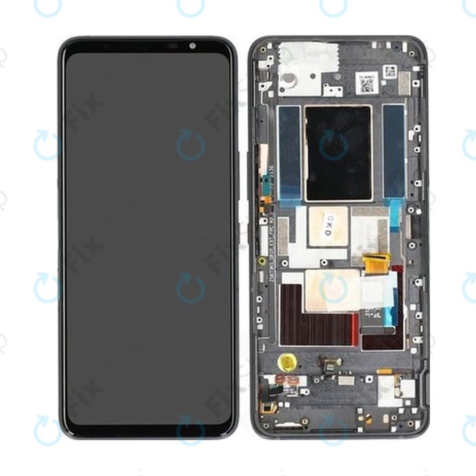 Asus ROG Phone 5s, 5s Pro ZS676KS - LCD Displej + Dotykové sklo + Rám (Black) - 90AI0091-R20020 Genuine Service Pack