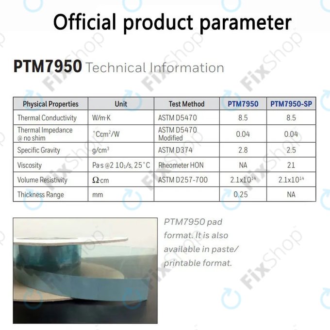 Teplovodivá podložka Honeywell PTM7950, 8.5 W/mK, 80 × 160 × 0.2mm