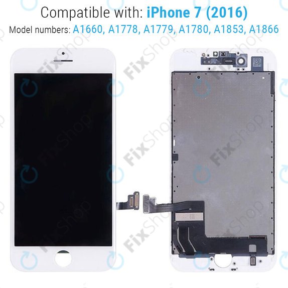 Displej pro iPhone 7, White, Dotykové sklo s rámem