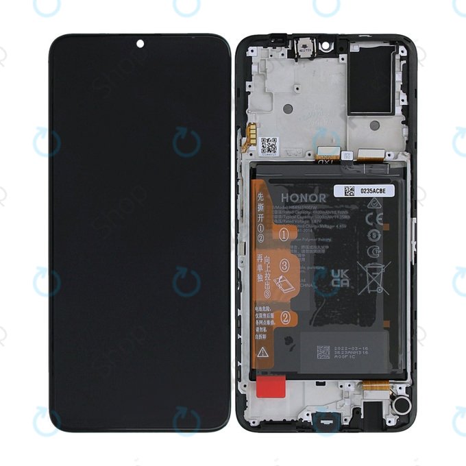 Honor X7 CMA-LX2 - LCD Displej + Dotykové Sklo + Rám + Baterie (Black) - 0235ACBE Genuine Service Pack