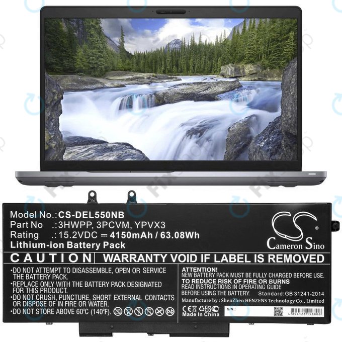 Baterie pro Dell Latitude 5501, Latitude 5401, Latitude 14 5410, Latitude 15 5511, 4150mAh, Li-Ion, 15.2V, 3HWPP, HQ