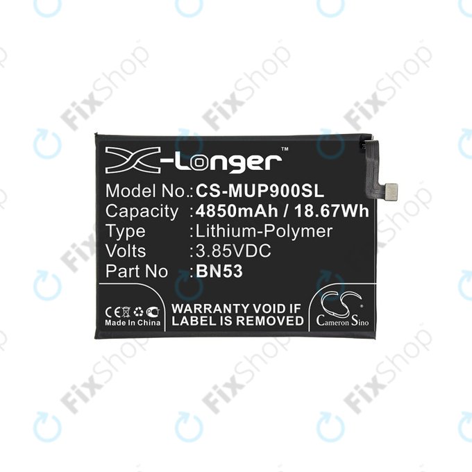 Baterie pro Xiaomi Redmi Note 9 Pro, 4850mAh, Li-Pol, 3.85 V, BN53, HQ