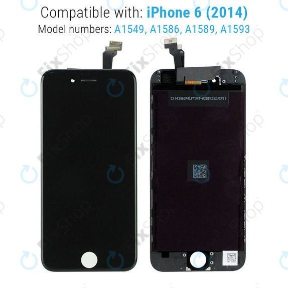Displej pro iPhone 6, Black, Dotykové sklo s rámem