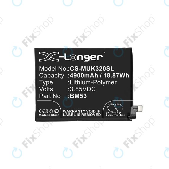 Baterie pro Xiaomi Mi 10T 5G M2007J3SY, 4900mAh, Li-Pol, 3.85 V, BM53, HQ