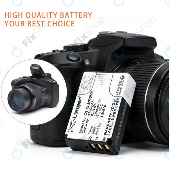 Baterie pro Kodak PIXPRO S1, AZ651, AZ652, AZ901, 1150mAh, Li-Ion, 7.4V, LB-070, HQ