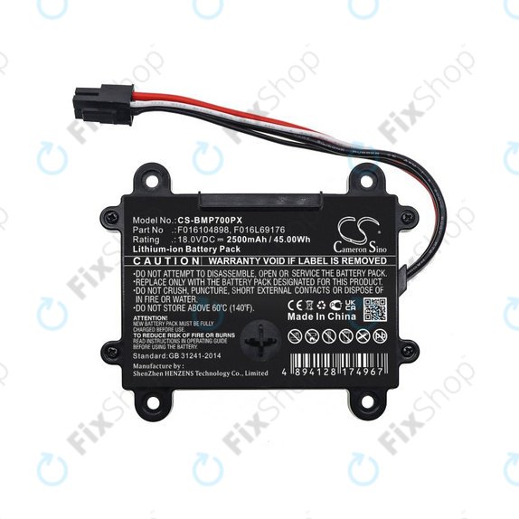 Baterie pro Bosch Indego 350, 400, M 700, Indego S+ 350, 2500mAh, Li-Ion, 18V, F016104898, HQ