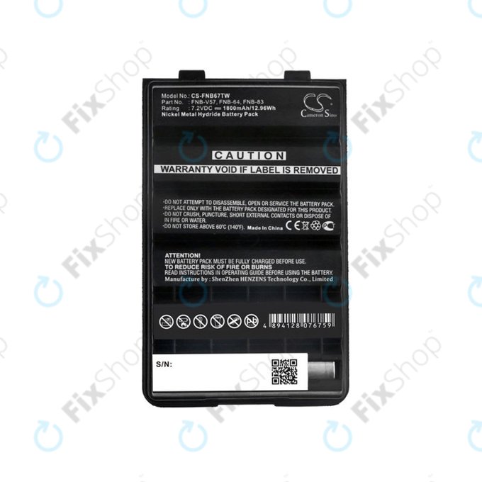 Baterie pro Standard Horizon HX600S, Vertex VX-427, 1800mAh, Ni-MH, 7.2V, FNB-V57H, HQ