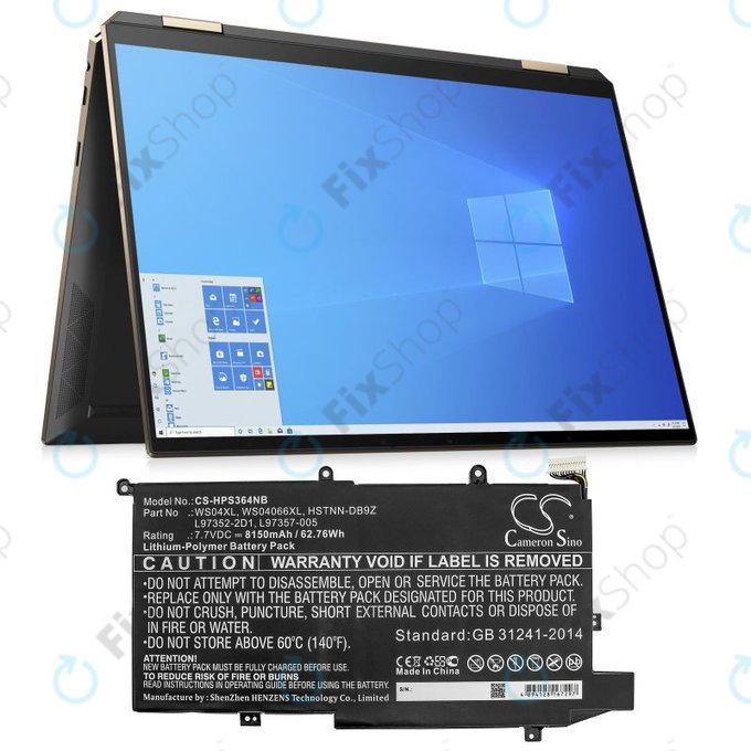 Baterie pro HP Spectre X360 14-EA0002NI, X360 14-EA0002NX, 8150mAh, Li-Pol, 7.7V, WS04XL, HQ