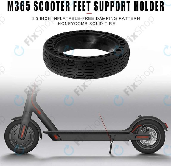 Xiaomi Mi Electric Scooter 1S, 2 M365, Essential, Pro, Pro 2 - Odolná Plná Bezdušová Pneumatika (Typ 2) (Black)