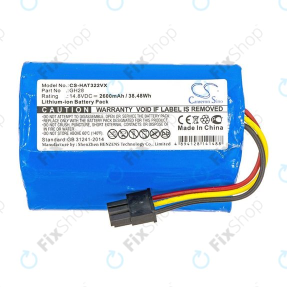 Baterie pro Fomt R620c, Haier T322, J300s, Liectroux DH860, TCL S15, Tomefon, 2600mAh, Li-Ion, 14.8V, GH28, HQ