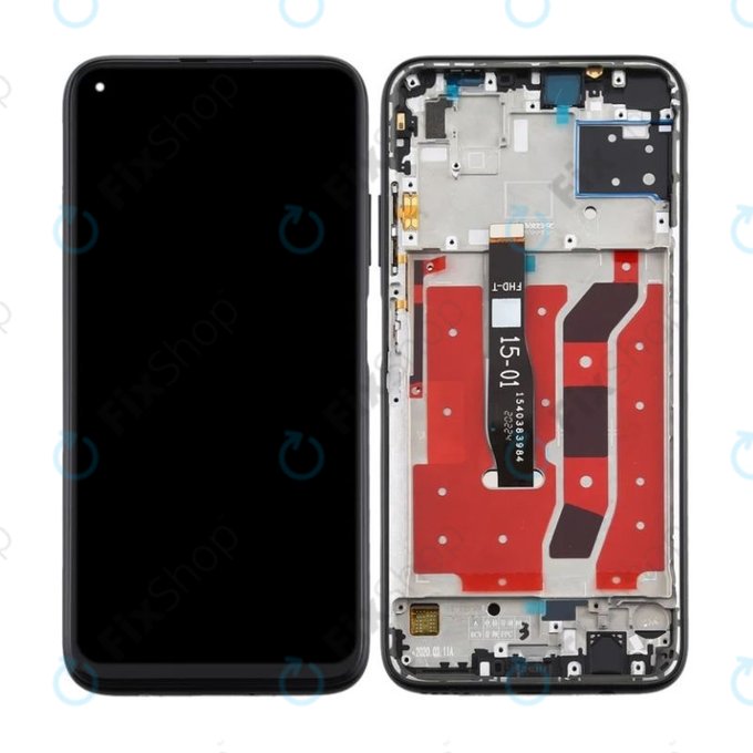 Huawei P40 Lite - LCD Displej + Dotykové Sklo + Rám (Midnight Black) TFT