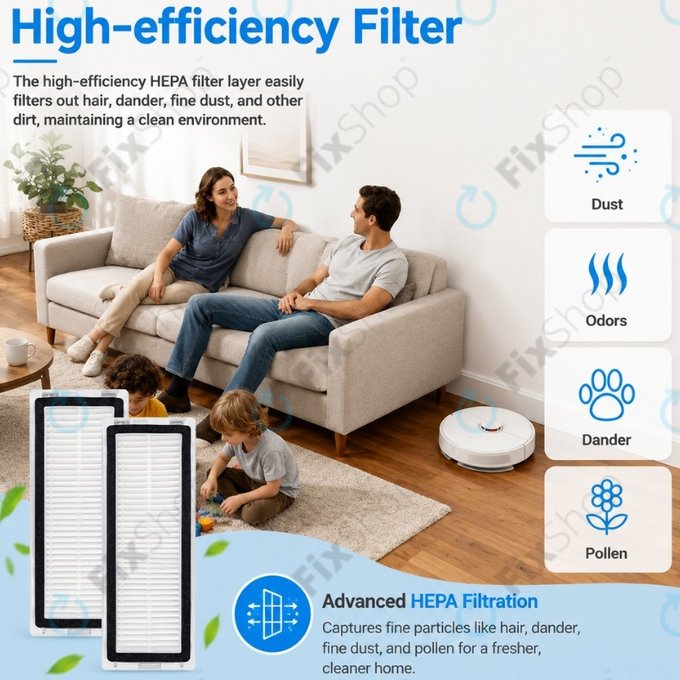 Sada náhradních dílů pro Xiaomi Dreame D9 Max Gen2, D10s, D10s Pro (2x Hlavní kartáč, 4x Filtr, 4x Boční kartáč – černý)
