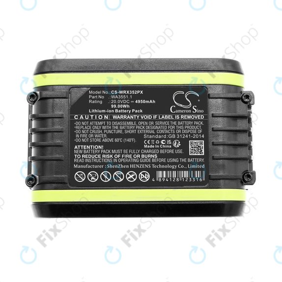 Baterie pro Worx WX800.9 MAX, WX-JCR.9, 4950mAh, Li-Ion, 20V, WA3551.1, HQ