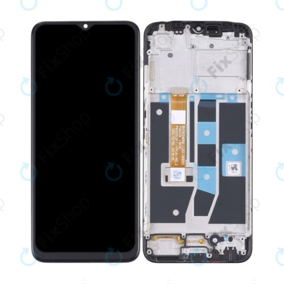 Oppo A16, A16s - LCD Displej + Dotykové Sklo + Rám (Crystal Black) TFT