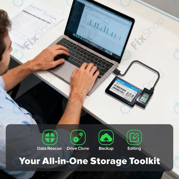 USB-C / USB 3.0 na SATA adaptér pro HDD/SSD s displejem, 12V/3A EU