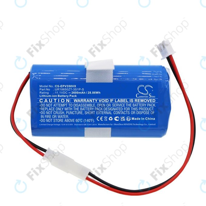 Baterie pro Electropan Ilife V3S, 2600mAh, Li-Ion, 11.1V, UR18650ZT-3S1P-S, HQ