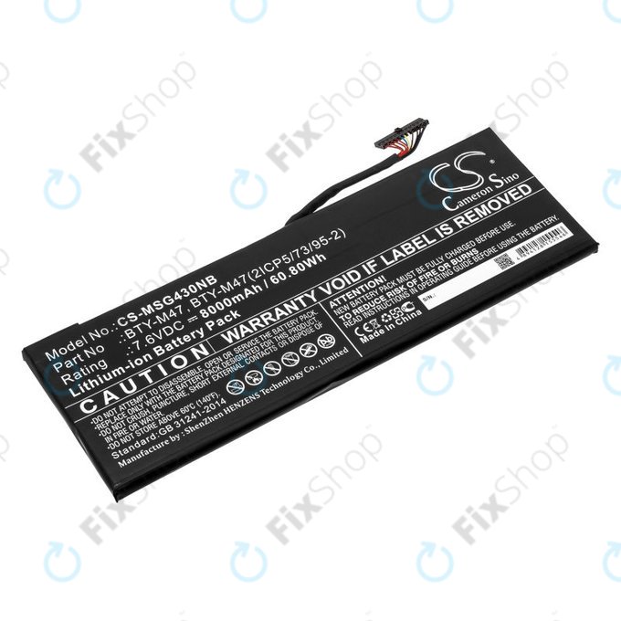 Baterie pro MSI GS40, GS43, MS14, 8000mAh, Li-Ion, 7.6V, BTY-M47, HQ