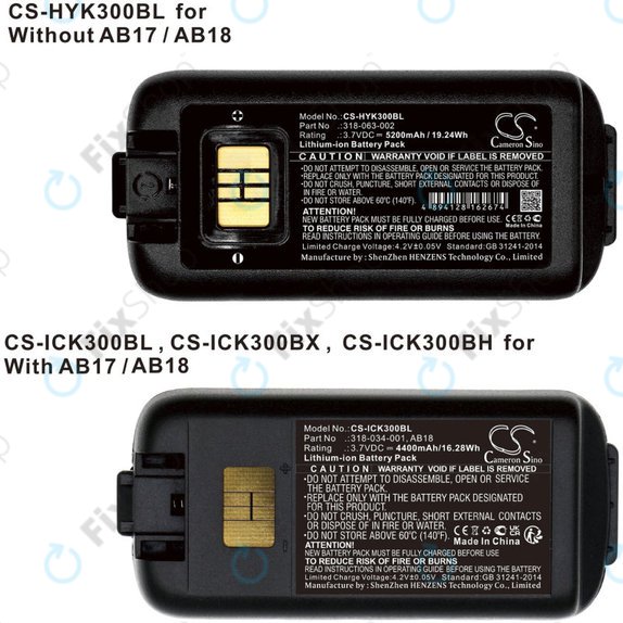 Baterie pro Intermec CK3, CK3A, CK3X, CK3R, CK3C, CK3C1, CK3N, 5200mAh, Li-Ion, 3.7V, 318-034-001, HQ