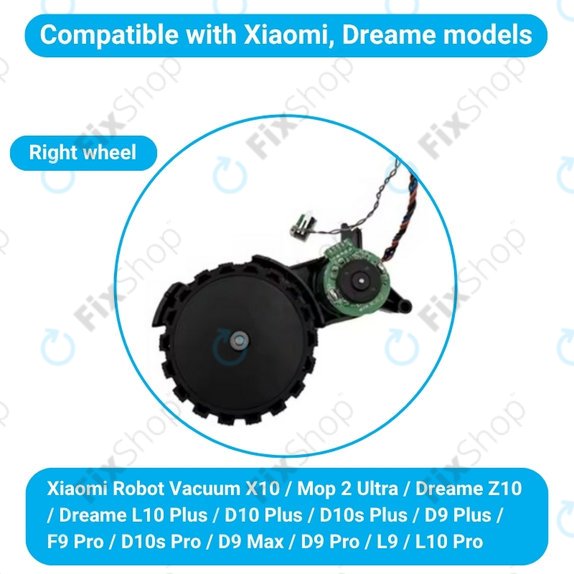 Xiaomi Robot Vacuum X10, Dreame Z10 Pro, L10 Plus, D10 Plus - Kolo s Motorem (Pravé) (Černé)