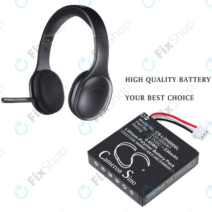 Baterie pro Logitech H800, 230mAh, Li-Pol, 3.7V, 533-000067, HQ