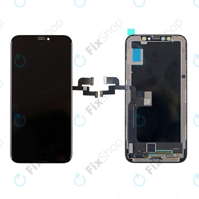 Displej Hard OLED pro iPhone X, Dotykové sklo s rámem, FixPremium