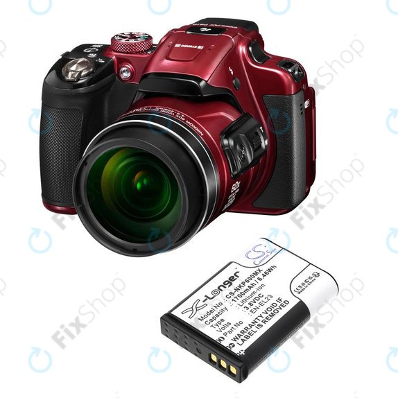 Baterie pro Nikon Coolpix, 1700mAh, Li-Ion, 3.8V, EN-EL23, HQ