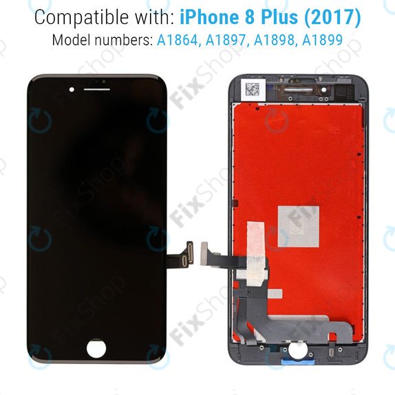 Displej pro iPhone 8 Plus, Black, Dotykové sklo s rámem