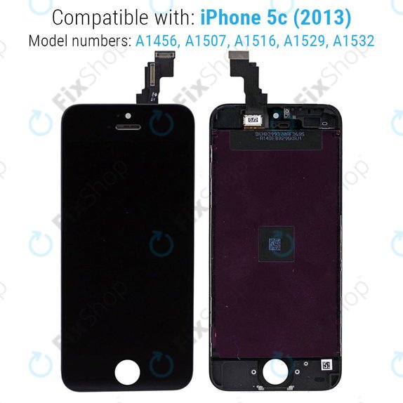 Displej pro iPhone 5C, Black, Dotykové sklo s rámem