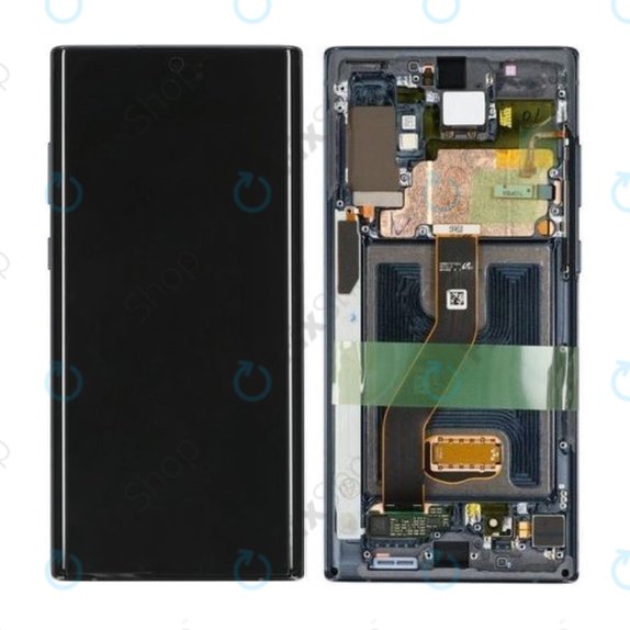 Samsung Galaxy Note 10 Plus - LCD Displej + Dotykové Sklo + Rám (Aura Black) - GH82-20838A, G82-20900A Genuine Service Pack