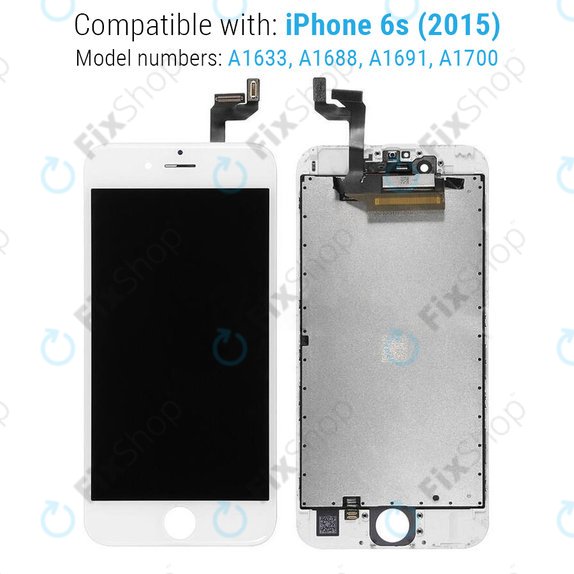 Displej pro iPhone 6S, White, Dotykové sklo s rámem