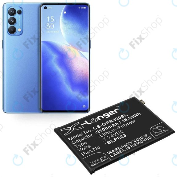 Baterie pro Oppo Reno 5 Pro, 2100mAh, Li-Pol, 7.74 V, BLP823, HQ