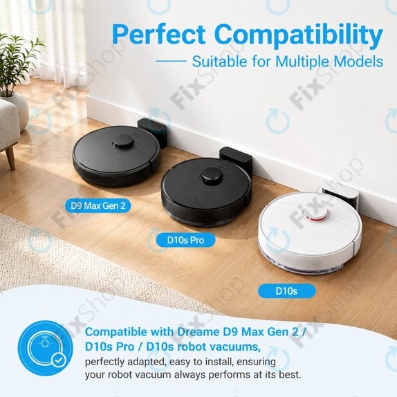 Sada náhradních dílů pro Xiaomi Dreame D9 Max Gen2, D10s, D10s Pro (2x Hlavní kartáč, 4x Filtr, 4x Boční kartáč – černý)