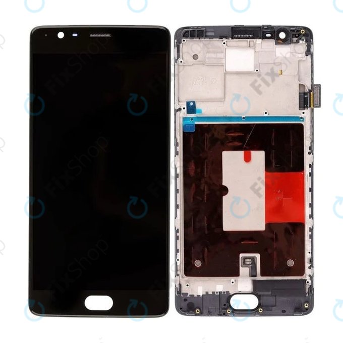 OnePlus 3, 3T - LCD Displej + Dotykové Sklo + Rám (Black) TFT