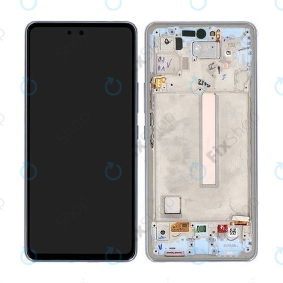 Samsung Galaxy A53 5G A536B - LCD Displej + Dotykové Sklo + Rám (Awesome Blue) - GH82-28024C, GH82-28025C Genuine Service Pack