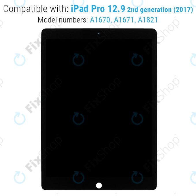LCD Displej pro iPad Pro 12.9" (2nd Gen 2017), Black, Dotykové sklo a IC Board sout Frame, Refurbished
